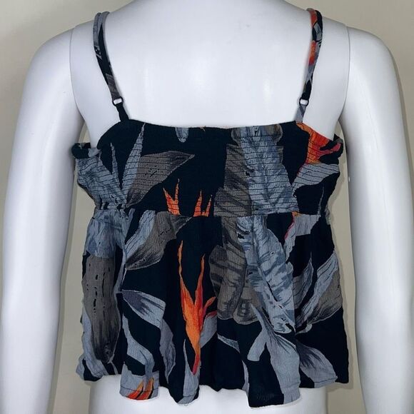 Patrons of Peace Blue & Orange Floral Crop Cami - Picture 4 of 11